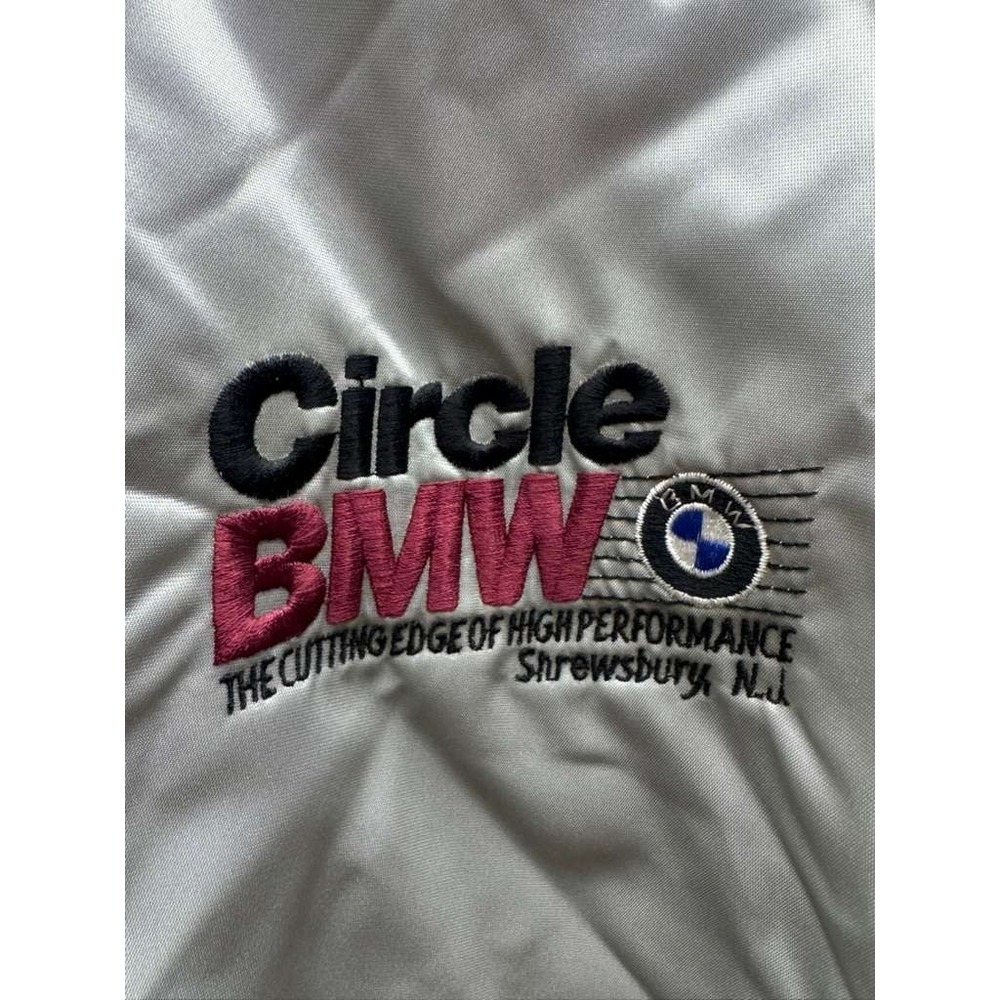 Vintage‎ Felco Circle BMW Nylon Satin Full-Snap Bomber Jacket Gray Mens Size L - Picture 5 of 13